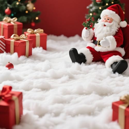 Christmas Fake Snow Decoration,7 Oz(1 Bag) White Artificial Snow Cotton Fluffy Fake Snow for Mantle Village,Nativity Set,Faux Snow Christmas Tree Decor,Winter Indoor Home Decoration