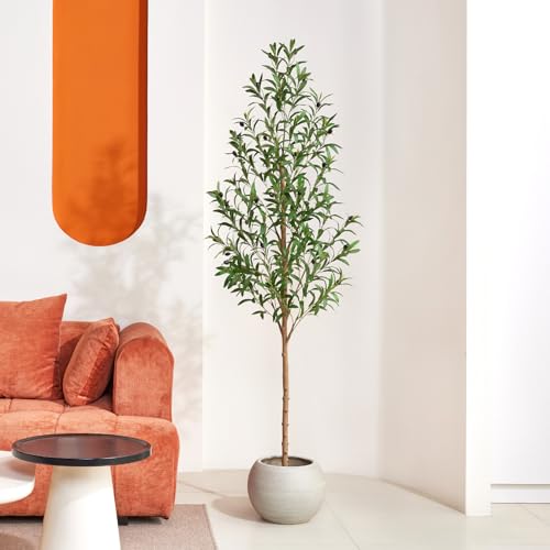 6ft Artificial Olive Tree with Real Wood Trunk - Indoor Faux Plant Decor