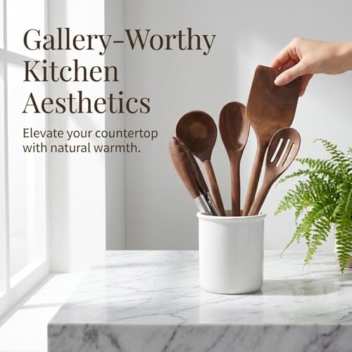 Salt & York Walnut Wooden Cooking Utensil Set - 5-Piece Kitchen Tools