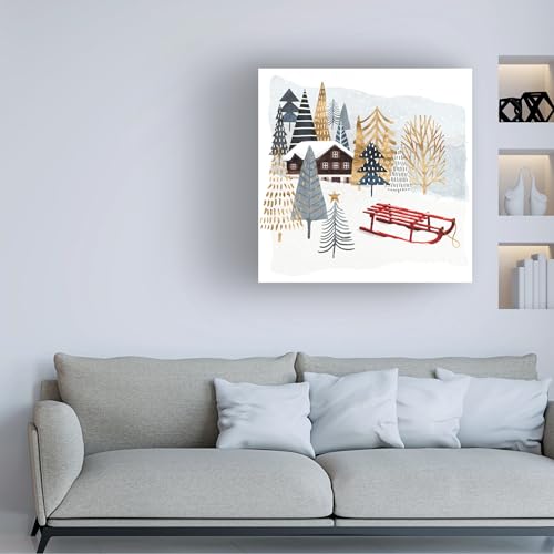 Victoria Borges Christmas Chalet II Wrapped Canvas Art 35x35 by Trademark Fine Art