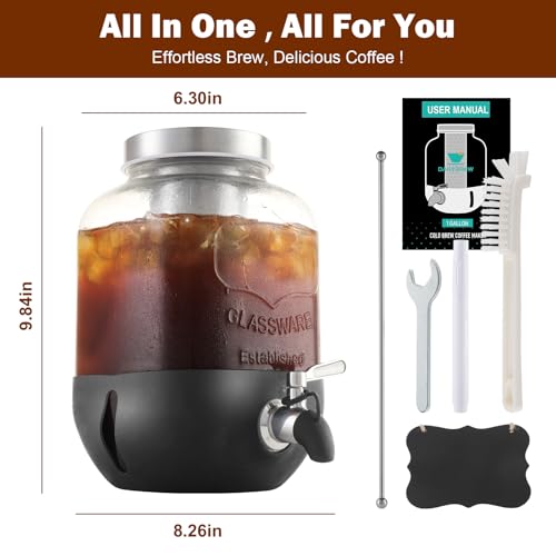 1 Gallon Cold Brew Coffee Maker with Stainless Steel Filter & Spigot