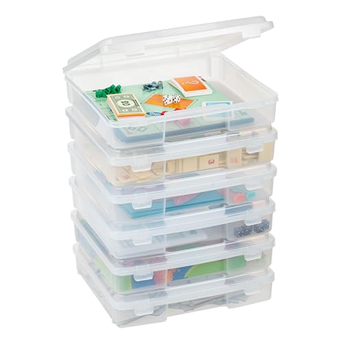 IRIS USA 6-Pack Clear Board Game Storage Cases, Thick Durable Craft Organizer