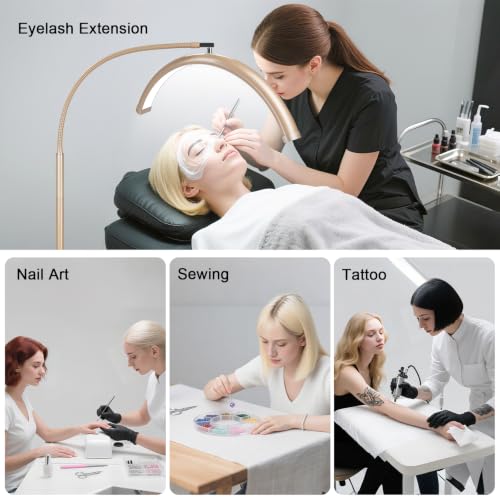 MINIEAR Gold Half Moon Lash Light Dimmable LED Lamp for Eyelash Extensions & Estheticians