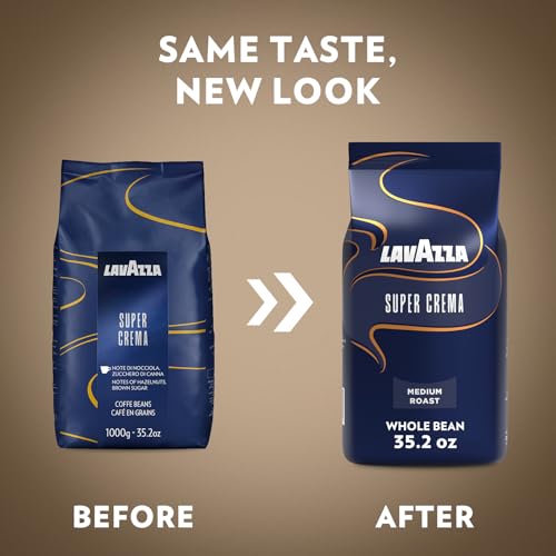 Lavazza Super Crema Whole Bean Coffee, Medium Espresso Roast, Arabica