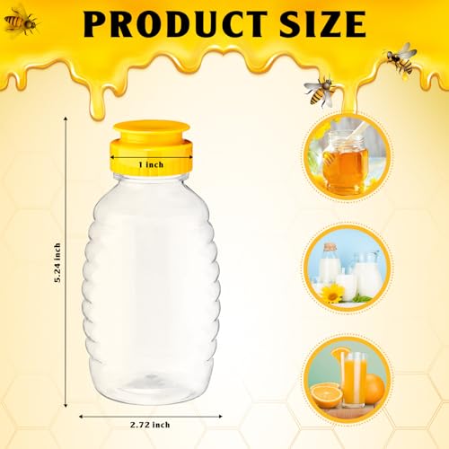 12 oz Plastic Honey Bottles with Lids - Refillable Pack of 48