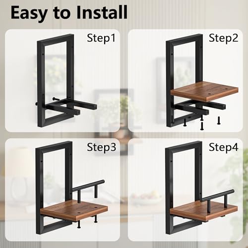 Sbosbo Rustic Brown Floating Wall Shelves for Plants - Set of 2