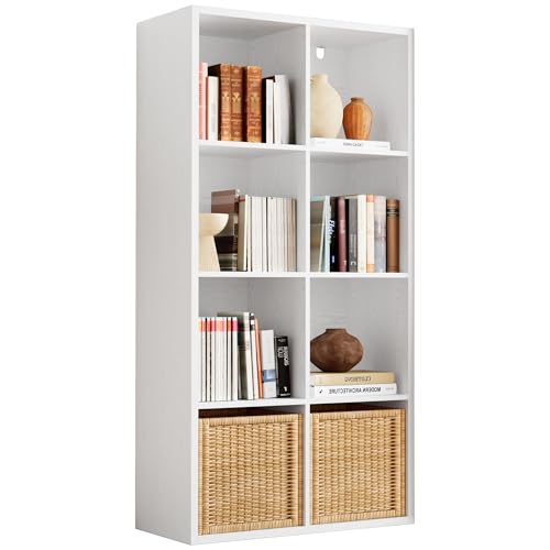IRONCK 8-Cube Storage Organizer Reversible Bookshelf - White