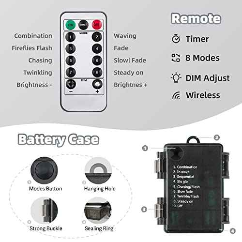 ITICdecor 33ft 100 LED Christmas String Lights, Waterproof Fairy Starry String Lights Battery Operated, 8 Modes Decorative Lights for Indoor Outdoor Xmas Tree Party Garden (Warm White)