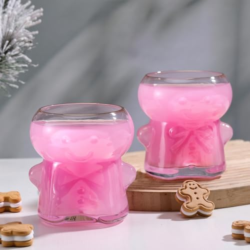 Gingerbread Man Drinking Glasses Set - 2 Pcs Christmas Novelty Mug 20oz