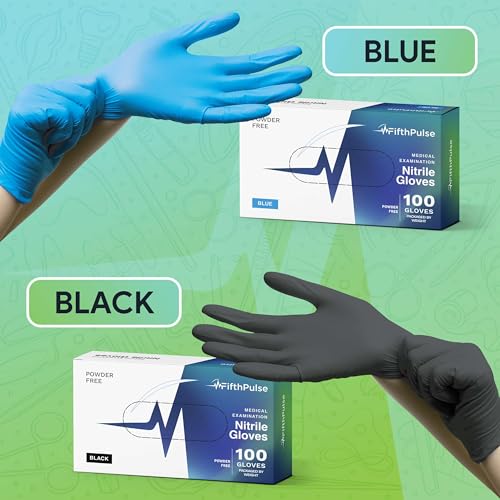 Black Nitrile Exam Gloves Large Case of 1000 - Latex-Free, Powder-Free, Textured Grip, Medical Grade, Disposable for Food & Lab Use - Click-Medical