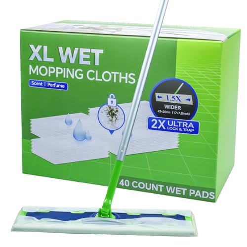 40 Count XL Wet Pads Refills for Swiffer Sweep XL Mop - Pet Hair & Stain Removal