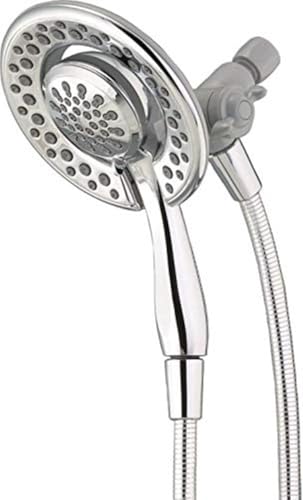 Chrome Dual Shower Head with Handheld Spray and Hose – 4 Spray Settings