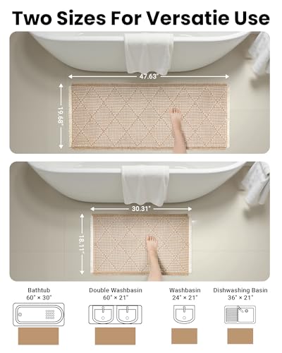 Furicher Waffle Bath Mat Set Brown & White, Non Slip 2-Piece Bathroom Rugs