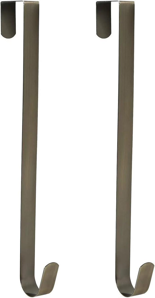 Sattiyrch 15" Wreath Hanger - Sturdy Steel Over The Door Hook for Front Door (Bronze, 2")