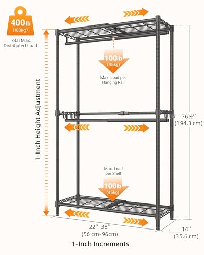 Expandable Closet Organizer System Adjustable Clothes Rack