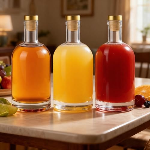 TBWIND 12 Pack 3 oz / 100 ml Clear Glass Bottles with T-Top Cork Stoppers, Small Refillable Bottles for Homemade Liquor, Vanilla Extract, Oil, Vinegar & Gift Favors