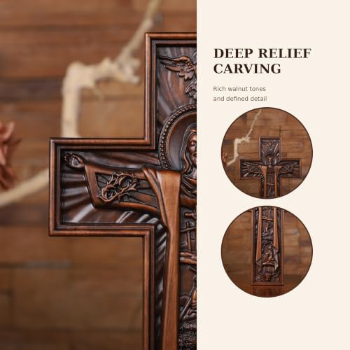 10-Inch Cherry Wood Jesus Crucifix Wall Cross Handmade Religious Decor Gift