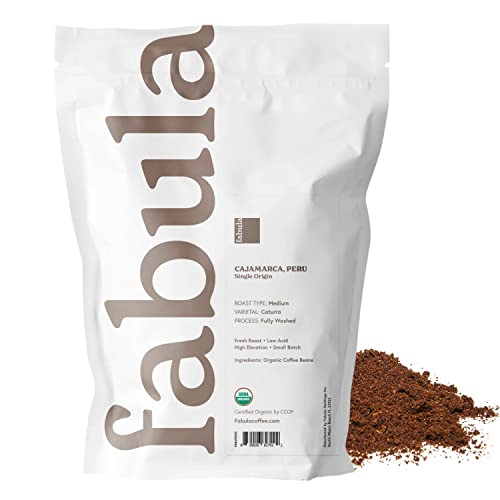 Low Acid Organic Ground Coffee - Medium Roast, Single Origin, 12 oz - Pesticide & Mold Free