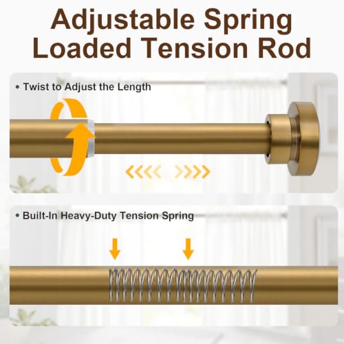 Adjustable Gold Shower Curtain Rod 34-82 Inches Tension No-Drill Support - 1 Pack