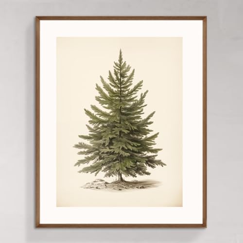 Jeecalart Vintage Christmas Tree Wall Art 8x10 Unframed Rustic Pine Print 10" x 8"