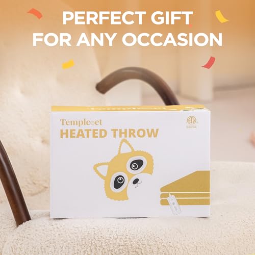 Templewet Twin Heated Blanket Yellow (Cheesy Yellow) – Soft Washable Electric Throw