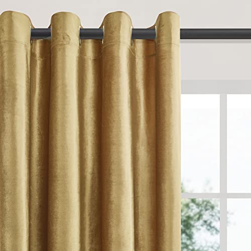 Velvet Blackout Curtains 84 Inch Length - Gold, 52W x 84L, Pack of 2