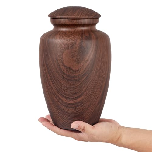 Large Wooden Aluminum Cremation Urn for Ashes - Adult Male Female - Variation: Wooden Aluminum