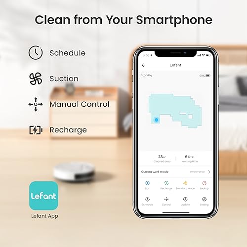 Lefant M210 Robot Vacuum Cleaner White-01, Strong Suction, 120 Min Runtime, Wi-Fi & Alexa Control