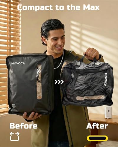 MOVOCA 3 Pack Travel Vacuum Bags with Pump (18L+24L) Space-Saving Compression Set
