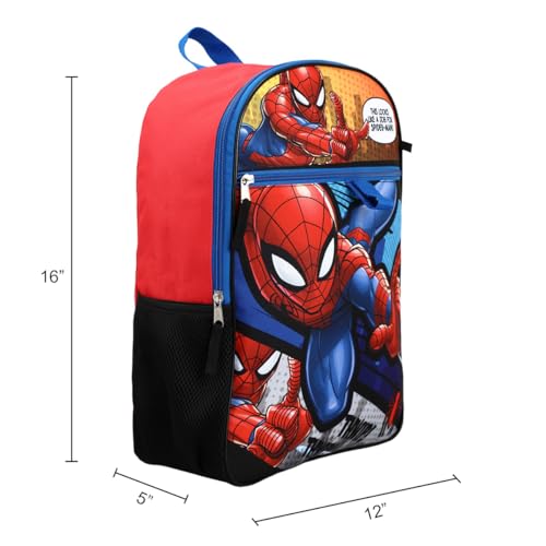 Kids Spider-Man Backpack Set with 6 Pieces - Blue, for Little & Big Kids