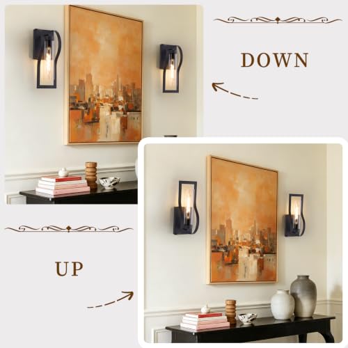 Black Battery Operated Wall Sconces Set of 2 - Modern Dimmable Wall Lights with Remote and 3 Color Temperatures