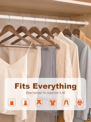 Heavy Duty Walnut Wooden Hangers 30 Pack - Closet Coat & Shirt Hangers
