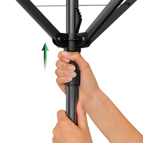 Heavy Duty Outdoor Clothes Drying Rack Black-164ft Rotating Adjustable Clothesline