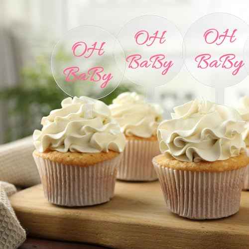 30 Pack Blank Acrylic Cupcake Toppers 2 Inch Round Clear Custom Cupcake Toppers Personalized Dessert Cake Topper Sticks for Birthday Wedding Christmas Baby Shower Party Cake Decoration