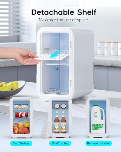 BEICHEN Mini Fridge 6L White Portable Cooler & Warmer for Bedroom Car Office