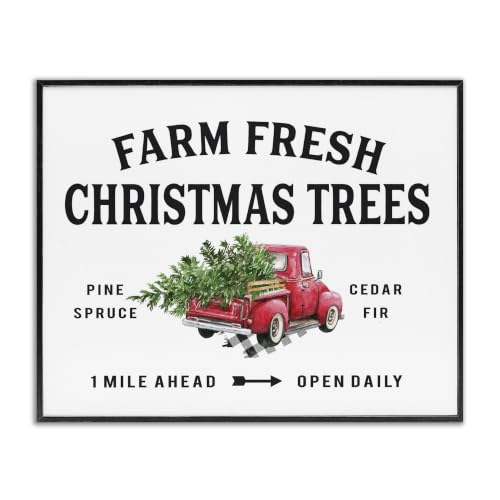 Farm Fresh Christmas Trees Red Truck 24 x 30in Framed Giclée Print – Black 30" L x 24" W