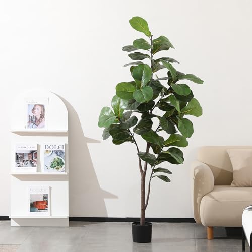 LUWENER 6ft Green Large Artificial Fiddle Leaf Fig Tree in Pot for Indoor & Outdoor Decor