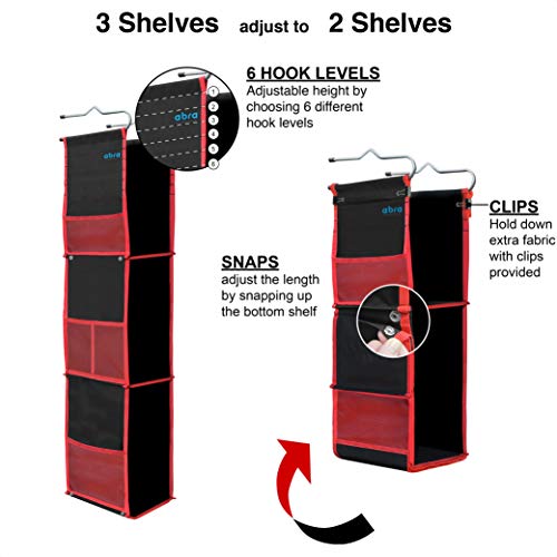 Adjustable Locker Organizer Shelf for School Gym Work Black Red