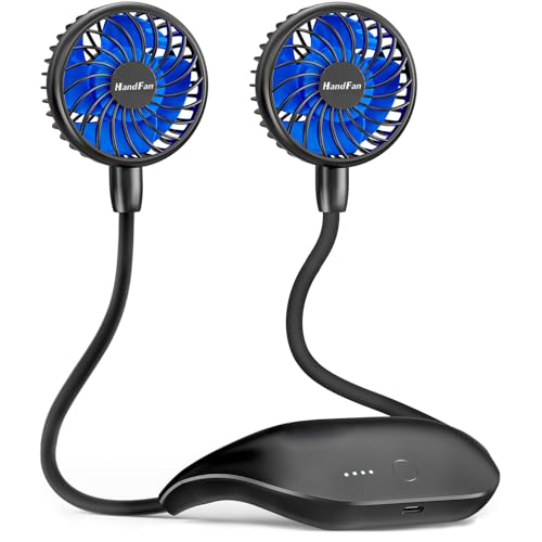 Portable Neck Fan with 10000mAh Battery - Hands-Free Cooling, 48H Runtime, Adjustable Wind, Black