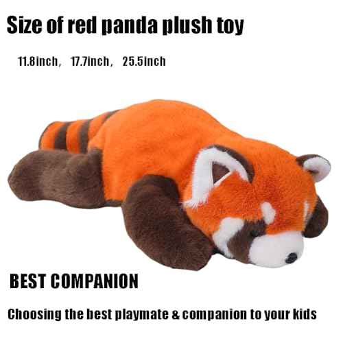 Red Panda Plush Stuffed Animal - Sleeping Plush Toy Pillow, Cute Hugging Plushie, Room Decor, Christmas Birthday Gifts for Kids Girls Boys (11.8in)