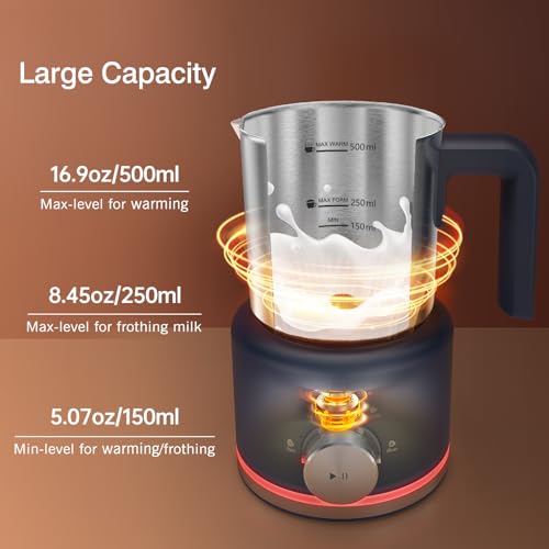 Milk Frother 4-in-1 Electric Steamer & Warmer - Dark Blue, 16.91oz/500ml