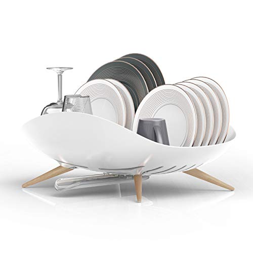 carrotez Self-Draining Dish Drying Rack, White - Wide