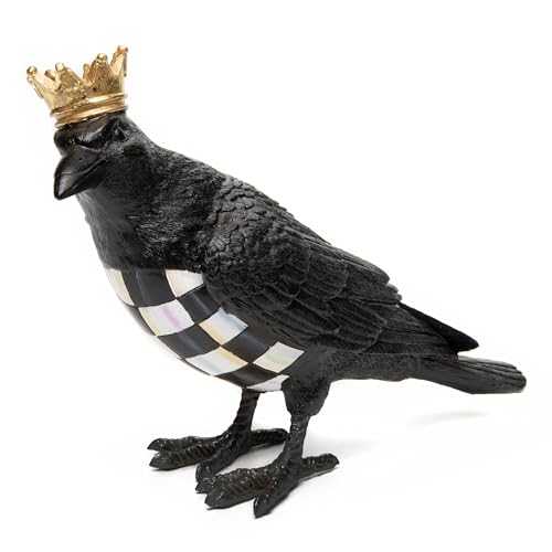 Halloween Crow Figurine with Gold Crown - Elegant Indoor Fall Decor