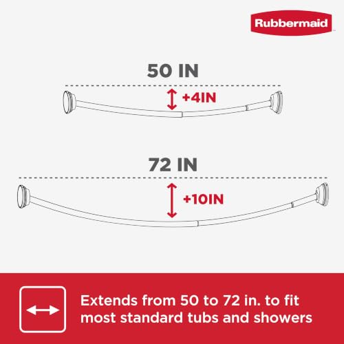 Nickel Curved Shower Curtain Rod - Adjustable Stainless Steel Tension or Wall Mount, No Rust