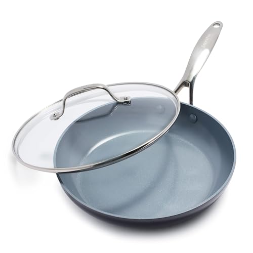 GreenPan Valencia Pro 10-Inch Ceramic Nonstick Frying Pan with Lid – Gray, Durable & Toxin-Free