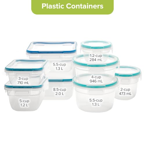 Snapware Plastic Food Storage Set - 14 Pack, Mixed Sizes, Airtight & Leakproof Lids
