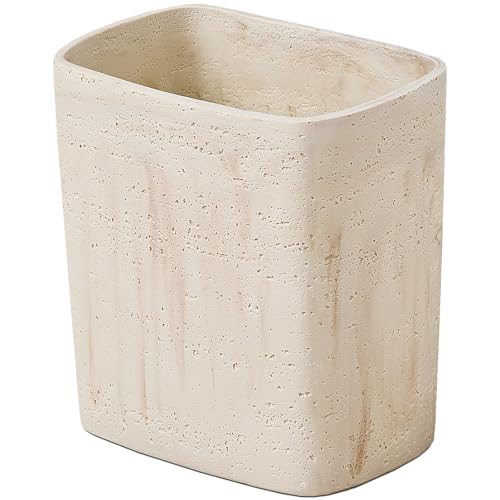Polytree Natural Travertine Textures Yellow Stone Small Bathroom & Kitchen Trash Can 1.8 Gallon