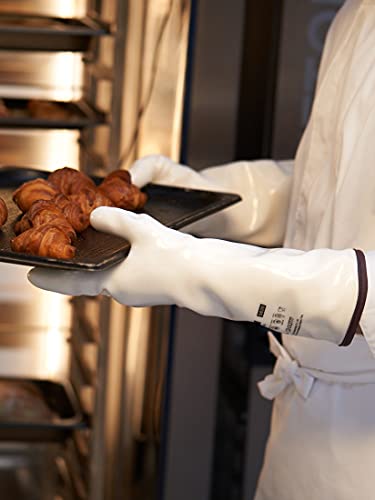Liquid Silicone Oven Mitts - Extra Long White Heat Resistant Kitchen Gloves