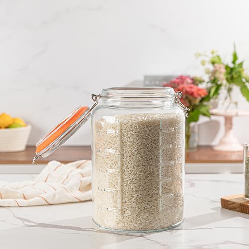 KitchenToolz 1-Gallon Glass Mason Jar with Hinged Clamp Lid - Airtight Pickling & Fermentation Jar - 1 Pack