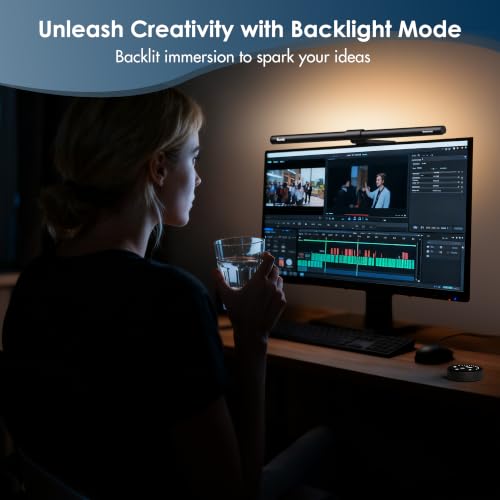 Quntis Gray Monitor Light Bar with Backlight, Eye-Care Desk Lamp & Remote